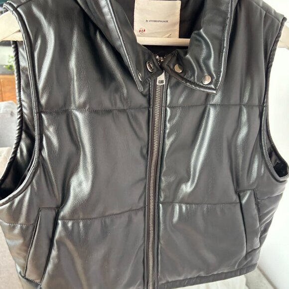 Anthropologie Faux Leather Puffer Vest Size XS - Picture 2 of 3